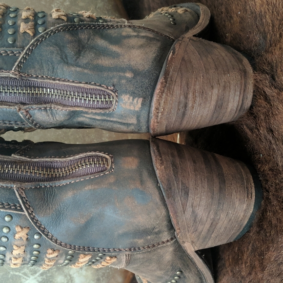 LIBERTY BLACK LB71244 Cafe Vintage studded & cross stitched tall ladies boots 6 - Picture 10 of 15